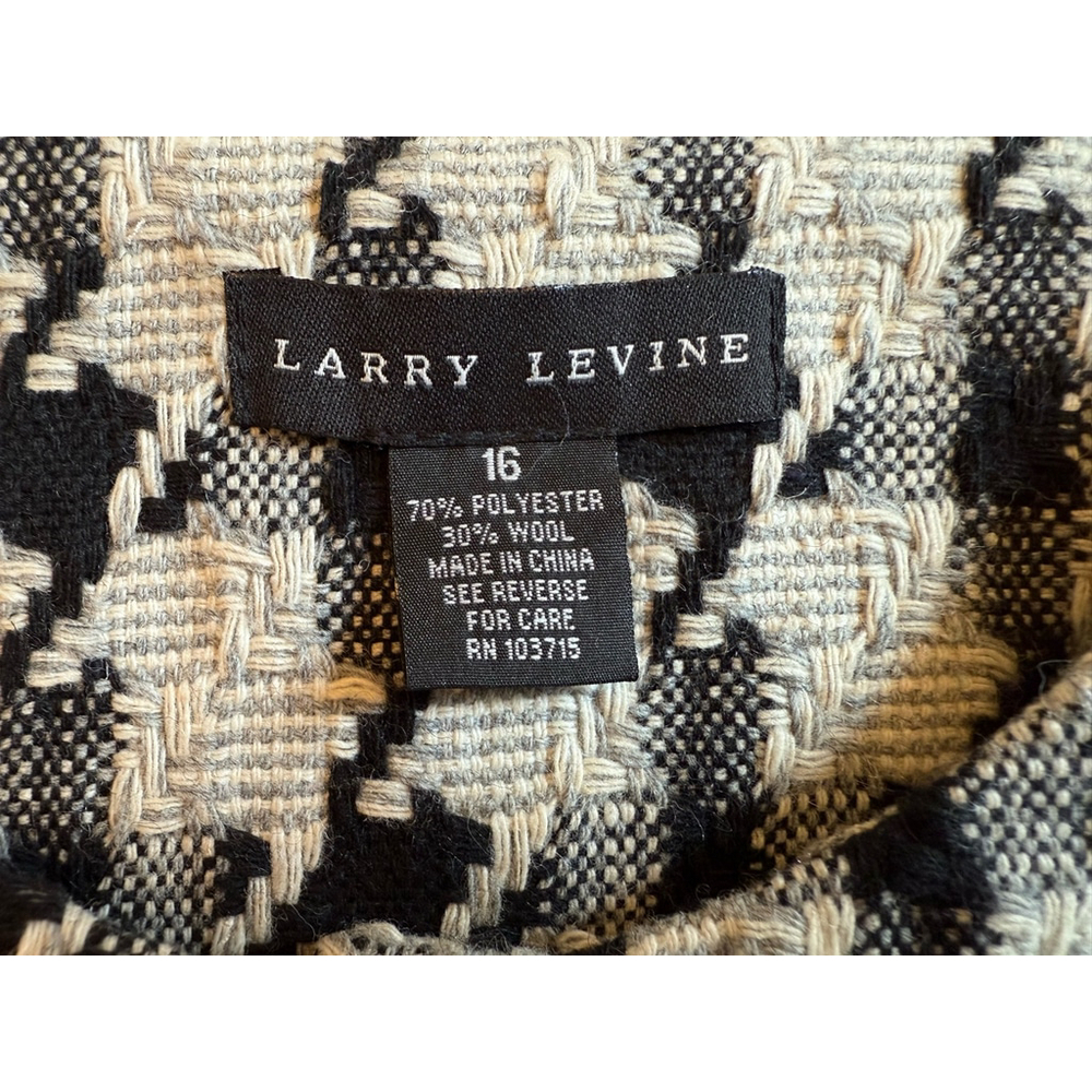 Larry Levine Womens Houndstooth Collarless Tweed Blazer Jacket Size 16 - Picture 4 of 12